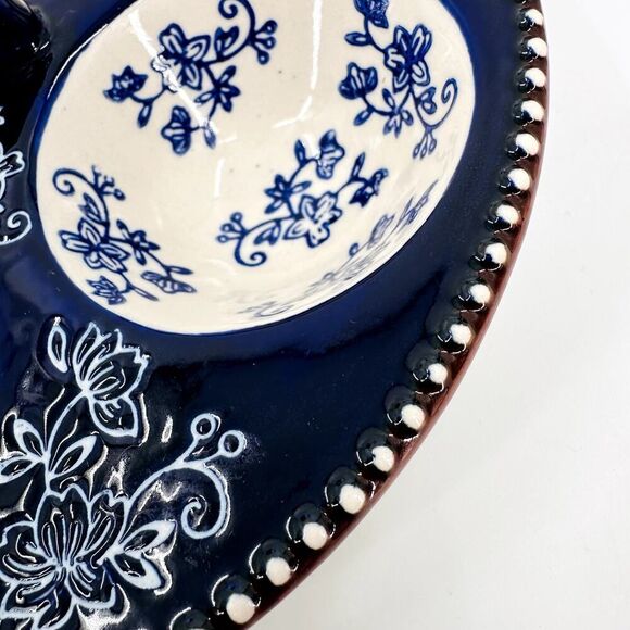 Floral Lace Temptations Baking Dish Poached Egg Muffin Top Tray Cobalt Blue - Picture 5 of 7